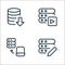 Work office server line icons. linear set. quality vector line set such as edit, storage device, video