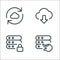 Work office server line icons. linear set. quality vector line set such as select, lock, download