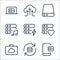 work office server line icons. linear set. quality vector line set such as server, sync, suitcase, like, power, music, database