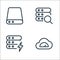 work office server line icons. linear set. quality vector line set such as speedometer, power, search
