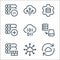 work office server line icons. linear set. quality vector line set such as synchronize, connection, firewall, save, binary code,