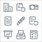 work office supply line icons. linear set. quality vector line set such as balance sheet, tissue box, line graph, reload, cutter,