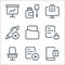 work office supply line icons. linear set. quality vector line set such as cell phone, add, chair, locked, file, delete, computer