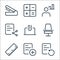 work office supply line icons. linear set. quality vector line set such as reload, add, ruler, chair, laptop, share, admin, keys