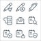 work office supply line icons. linear set. quality vector line set such as secure, locked, add, search, laptop, mug, interface,