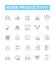 Work productivity vector line icons set. Efficiency, Productivity, Quality, Output, Results, Accomplishments