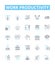 Work productivity vector line icons set. Efficiency, Productivity, Quality, Output, Results, Accomplishments