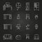 Work room furniture icons on chalkboard