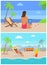 Work by Seaside Freelance Set Vector Illustration