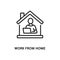 Work and study from home flat line icon. Vector illustration remote employee.