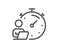 Work timer line icon. Task stopwatch time sign. Vector