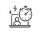 Work timer line icon. Task stopwatch time sign. Vector