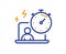 Work timer line icon. Task stopwatch time sign. Vector