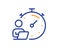 Work timer line icon. Task stopwatch time sign. Vector