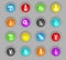 Work tools colored plastic round buttons icon set