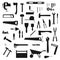 Work tools, construction instruments silhouettes