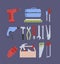 Work tools flat color vector objects set