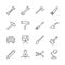 Work tools set icon vector. Outline handmade tools collection. T
