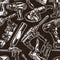 Work tools vintage monochrome seamless pattern