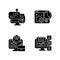 Work trackers black glyph icons set on white space