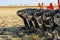 Work of the trailed unit for tillage in the field