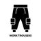 work trousers icon, black vector sign with editable strokes, concept illustration