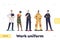 Work uniform landing page with pilot, firefighter, policeman, teacher, doctor in professional wear