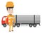 Worker on background of fuel truck.