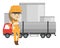 Worker on background of fuel truck and oil plant.