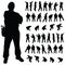 Worker black silhouette in various poses