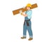The worker carries the board vector illustration flat style
