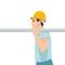 Worker carries a pipe vector illustration flat style profile