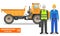 Worker concept. Detailed illustration of workman, driver, miner, builder, engineer, businessman and off-highway truck in