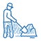 worker digging doodle icon hand drawn illustration