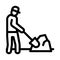 Worker digging icon vector outline illustration