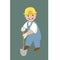 Worker digs cartoon character vector illustration flat style