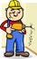 Worker with drill cartoon illustration