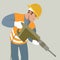 Worker drill in helmet vector illustration flat style profile