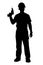 Worker with driller silhouette vector