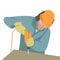 The worker drills the hole vector illustration front