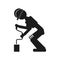Worker drills Vector black icon on white background.