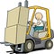 Worker driving a forklift
