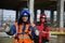 Worker at the factory. Construction of a petrochemical and oil r