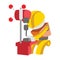 worker with fixed hole driller. Vector illustration decorative design