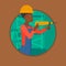 Worker with hammer drill vector illustration.