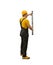 Worker handyman repairman or builder with construction spirit level