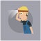 worker with head torch. Vector illustration decorative design