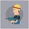 worker with hole driller. Vector illustration decorative design