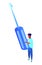 Worker with huge screwdriver isometric 3D illustration.