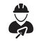 Worker icon with trowel vector male construction builder contractor person profile avatar with hardhat helmet in a glyph pictogram